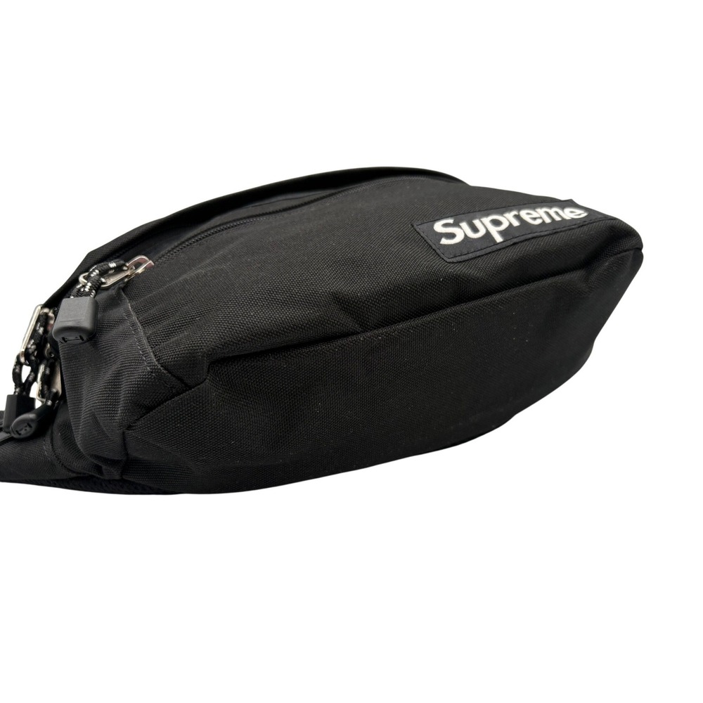 Supreme Waist Bag Unisex Black Excellent Canvas Logo Fanny Pack Hip Belt - Picture 5 of 6